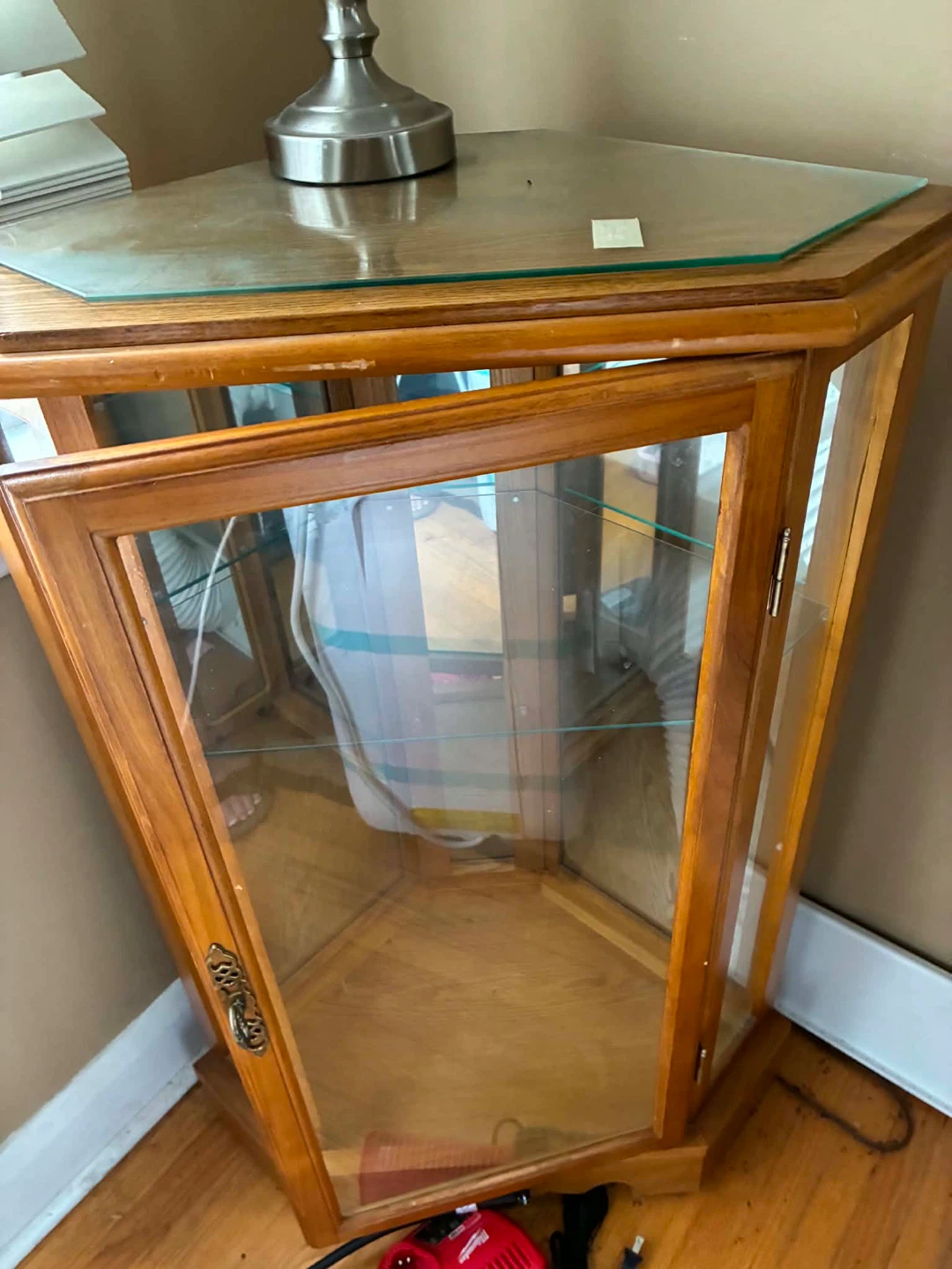 Wooden Corner Display Cabinet with Glass Doors - photo 2