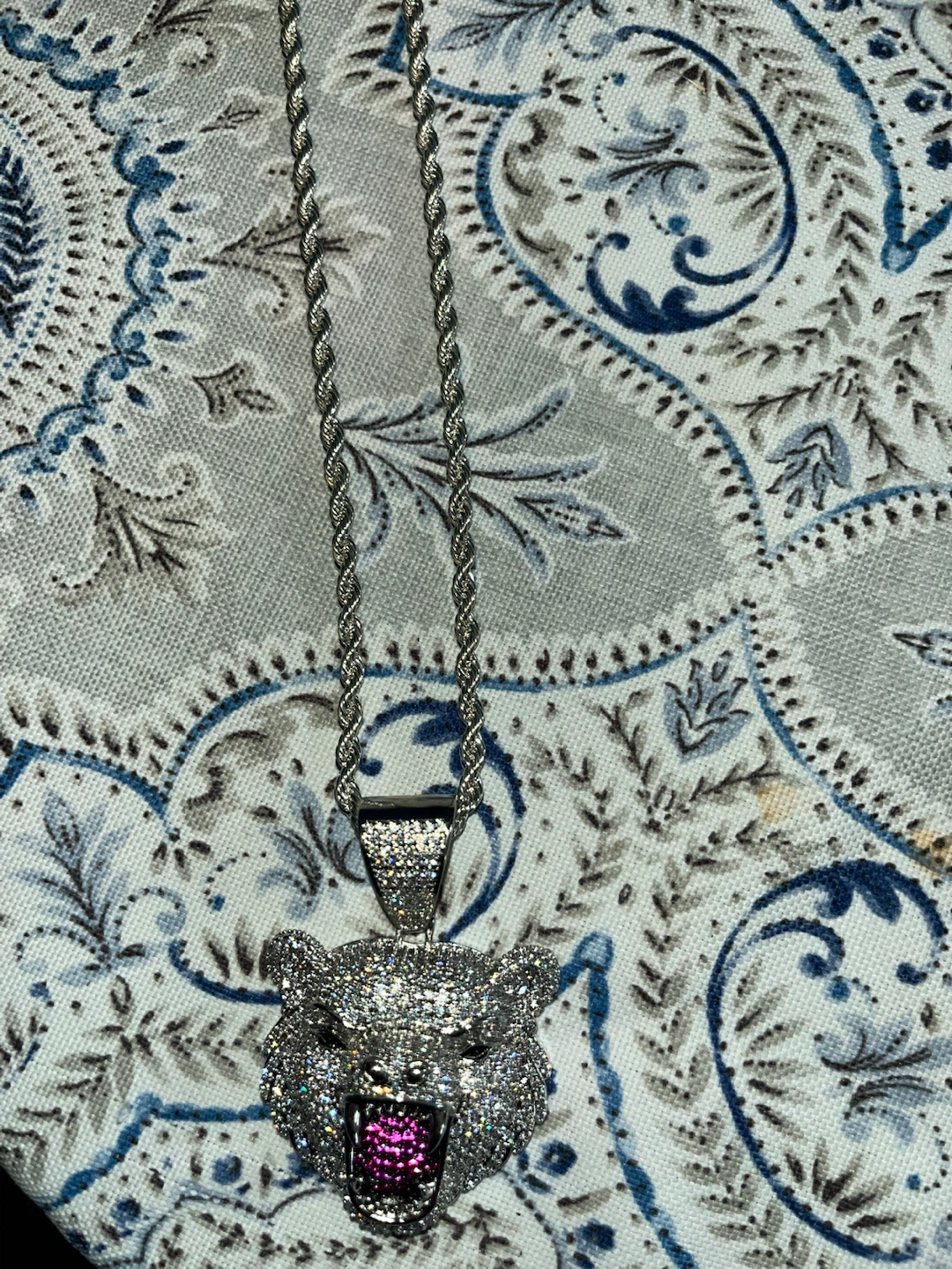 Iced Out Tiger Head Pendant Necklace - photo 2