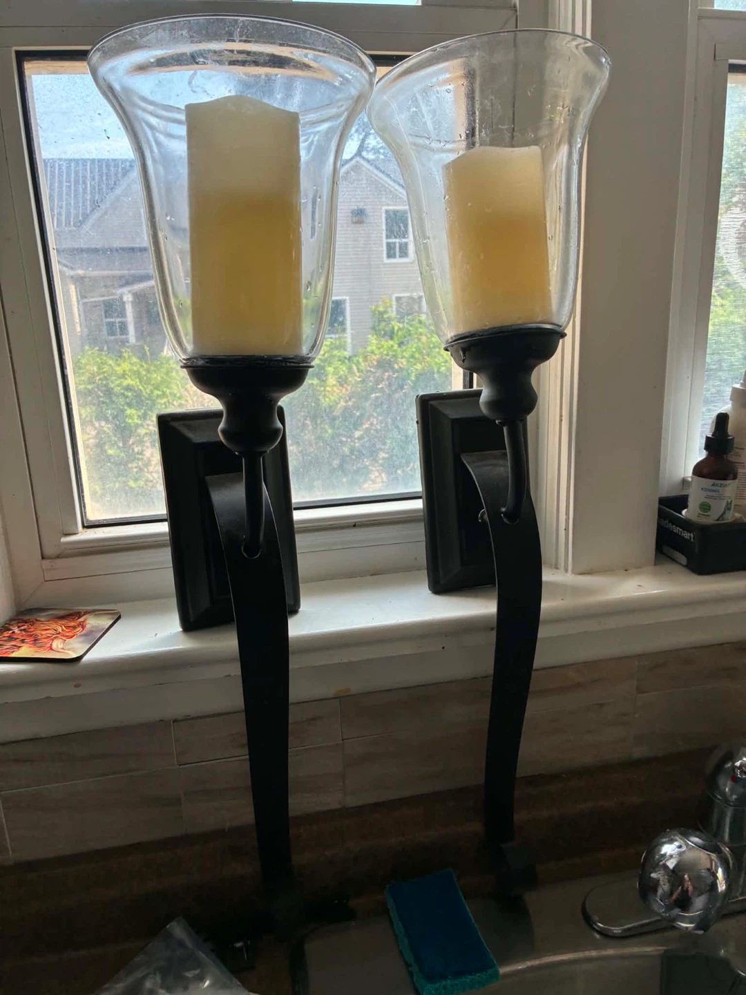 Set of 2 Black Wall Sconce Candle Holders