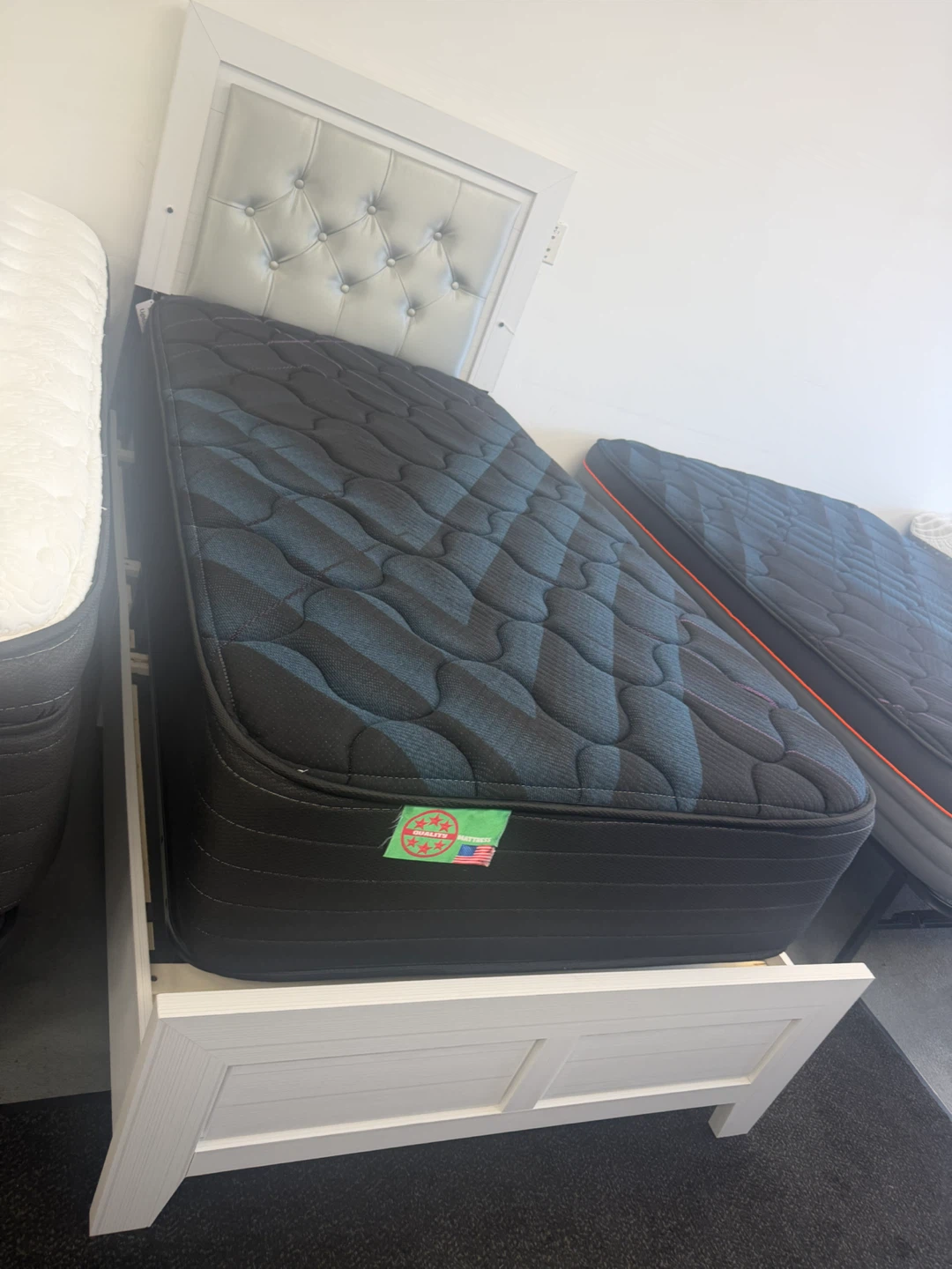 B385-F Full Bed Frame with Tufted Headboard