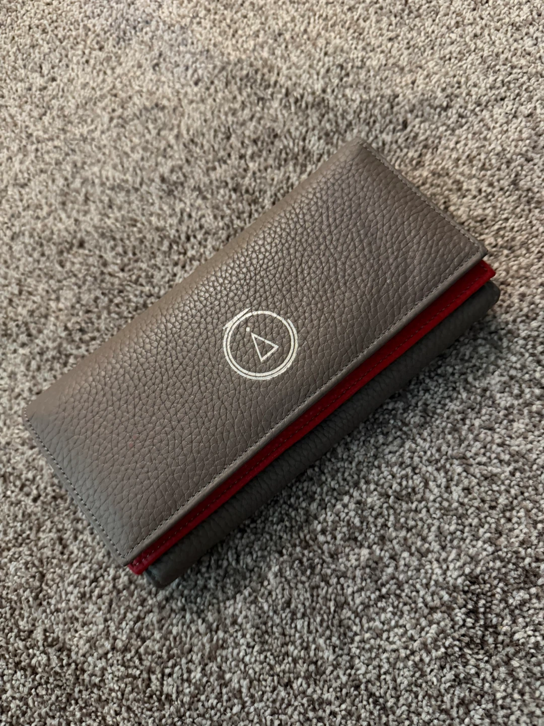 Jowhar Red and Grey Leather Wallet