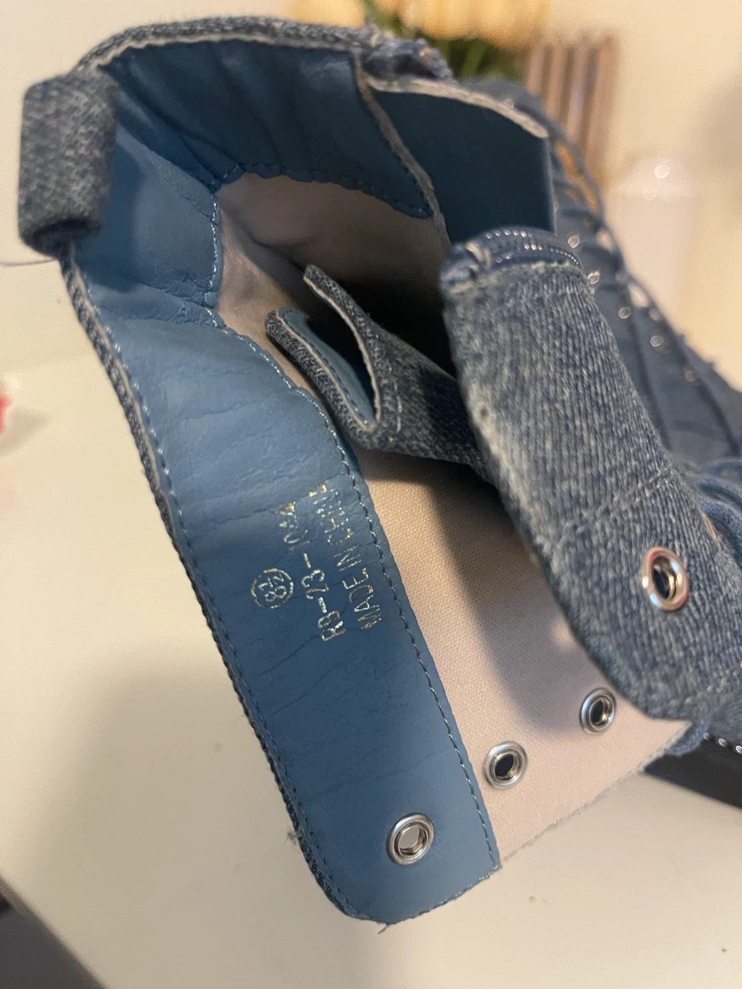 Blue Denim Lace-Up Combat Boots - photo 4