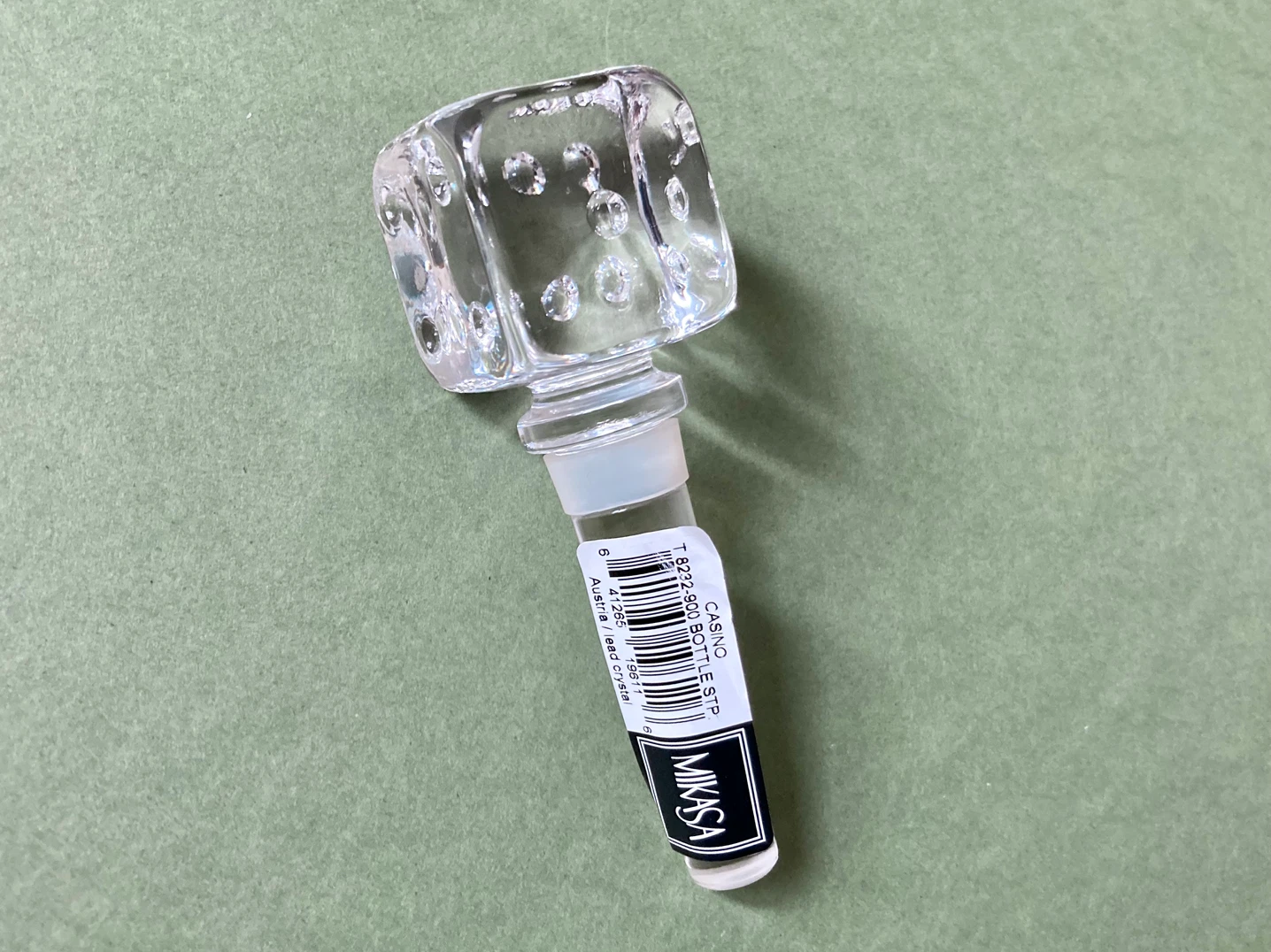Vintage Mikasa "Casino" Crystal Dice Wine Bottle Stopper - NIB - photo 3
