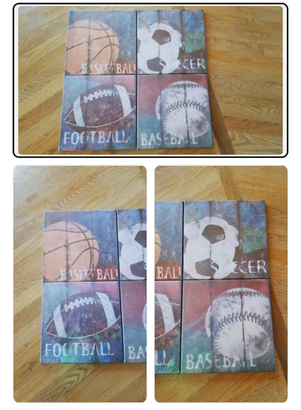 Natural Art Soccer Football Baseball Basketball Canvas Set