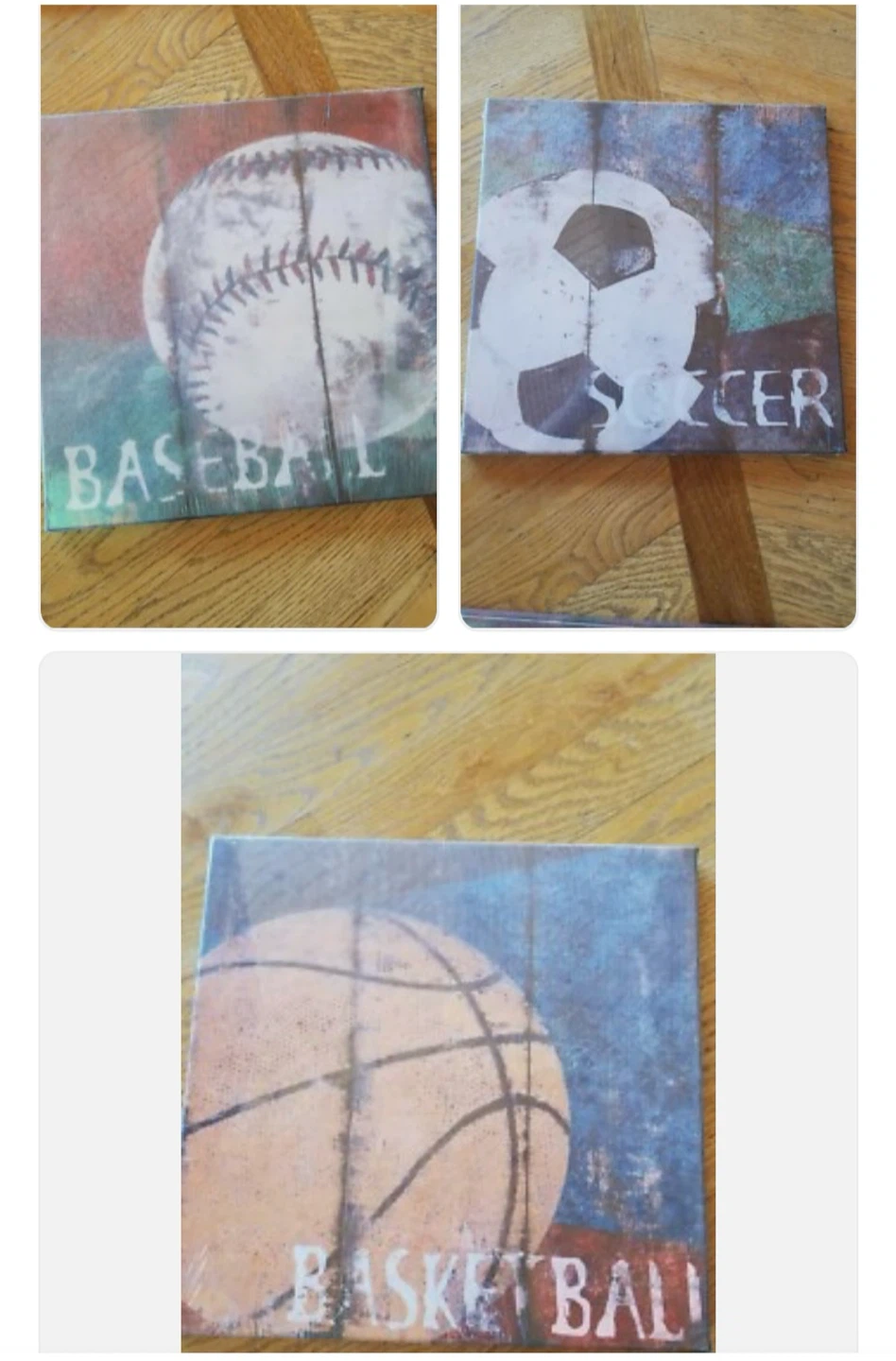 Natural Art Soccer Football Baseball Basketball Canvas Set - photo 3