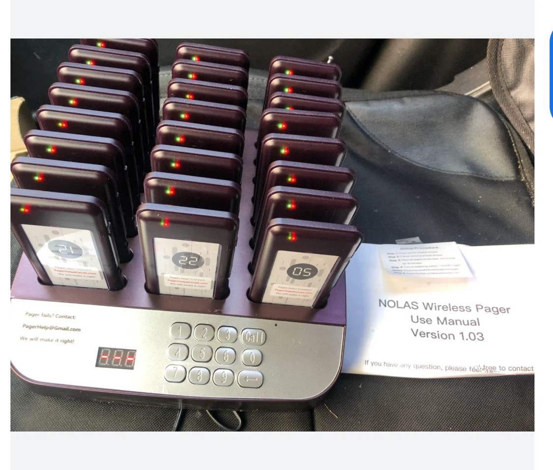 NOLAS Wireless Pager System - 20 Pagers