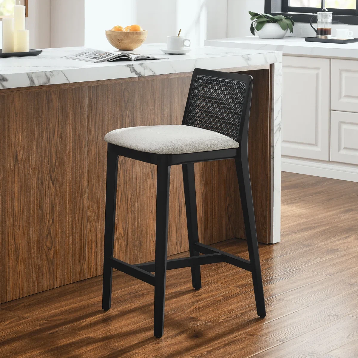Monarch Wood And Rattan Counter Stool