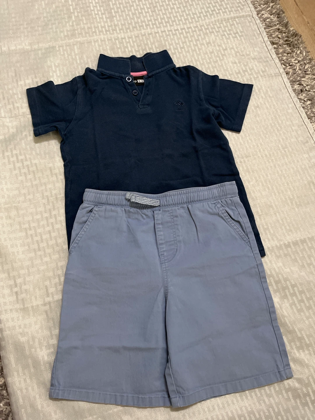 Boys Navy Polo Shirt and Grey Shorts Set