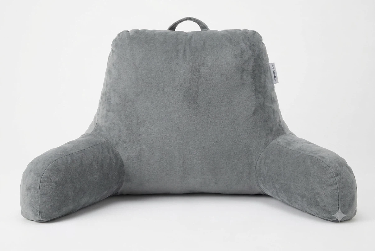 ComfortSpa Reading Pillow / Backrest Pillow with Arms (Gray)