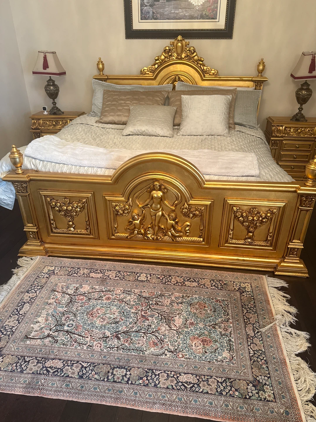 Antique Gold  plated Vanity  Set with Mirror and Stool - photo 4