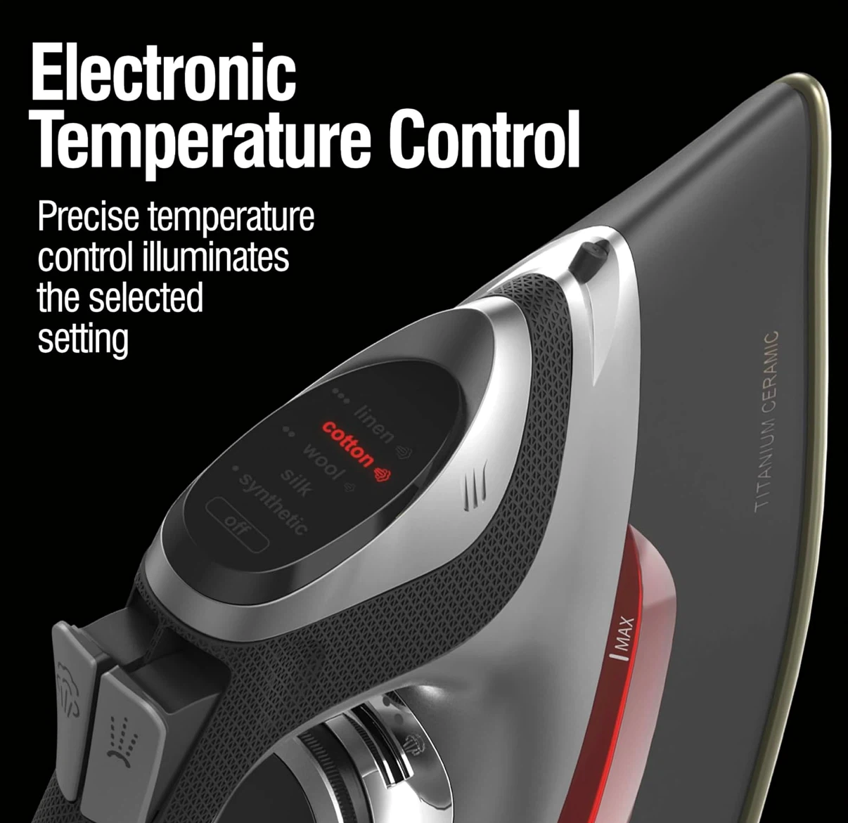 CHI Electronic Clothing Iron with Retractable Cord, Grey - photo 4