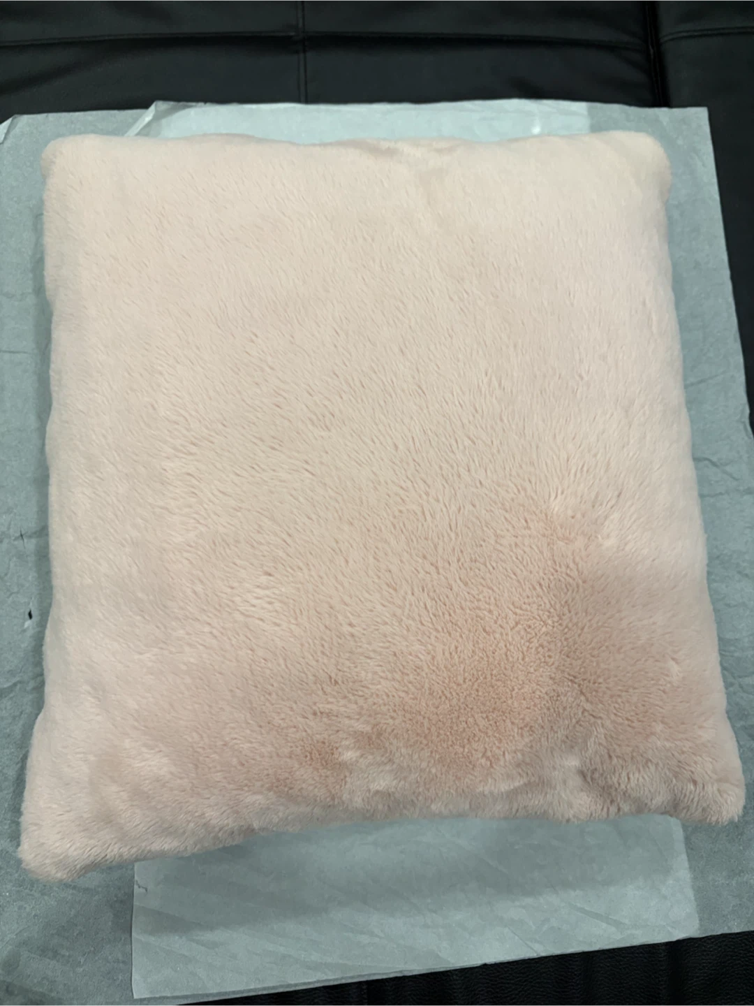 Pink Faux Fur Throw Pillow 18”x18”