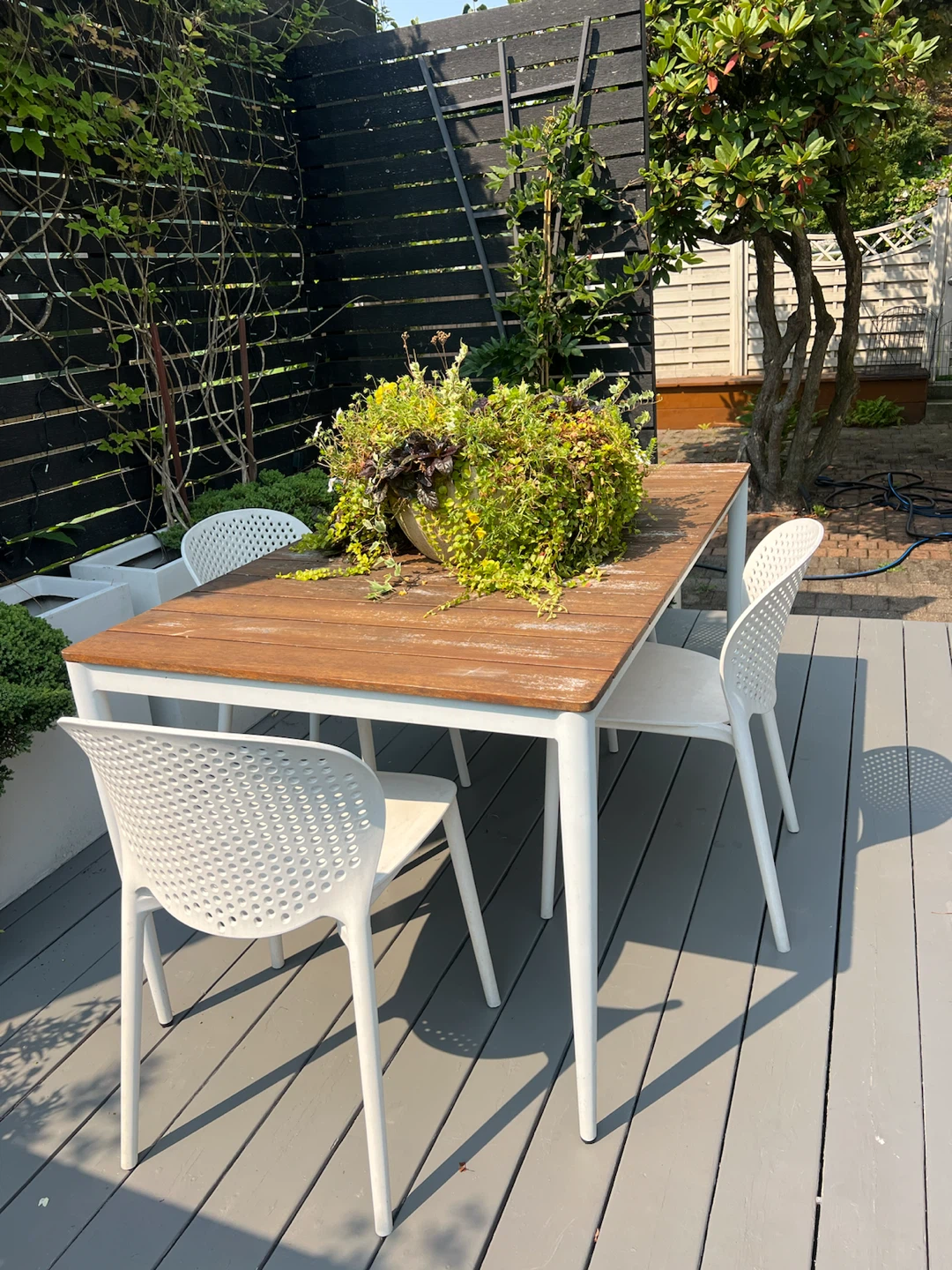 Outdoor Dining Table with Wooden Top
