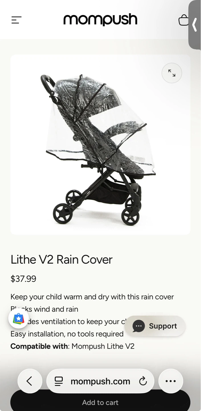 Mompush Lithe Travel Bag and rain cover