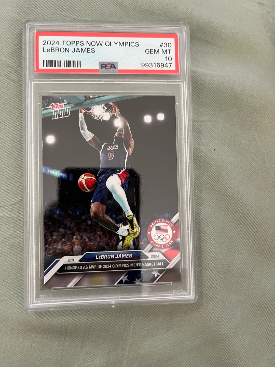 2024 Topps Now Olympics LeBron James Card #30 GEM MT 10