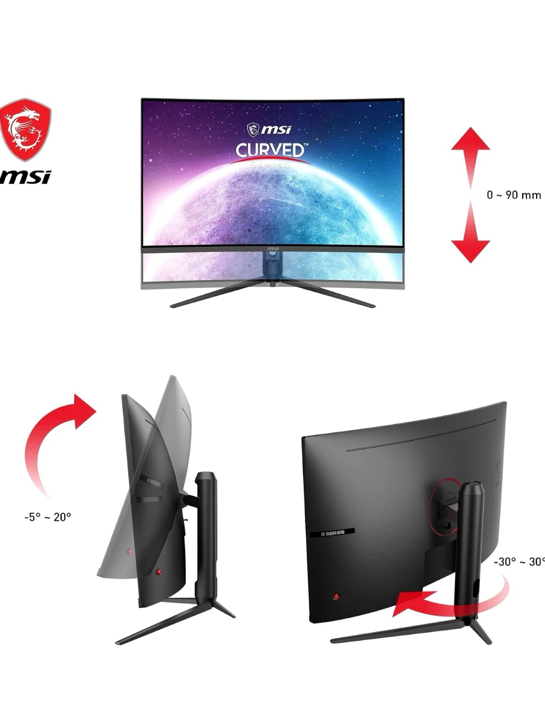 MSI G32CQ5P 31.5" WQHD 170Hz 1ms Curved Gaming Monitor - 1500R - photo 3