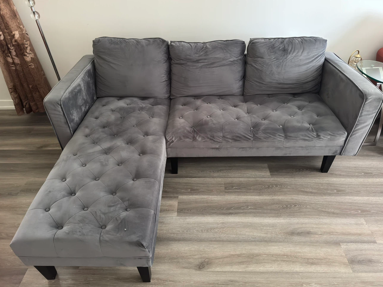 Grey Velvet Sectional Sofa