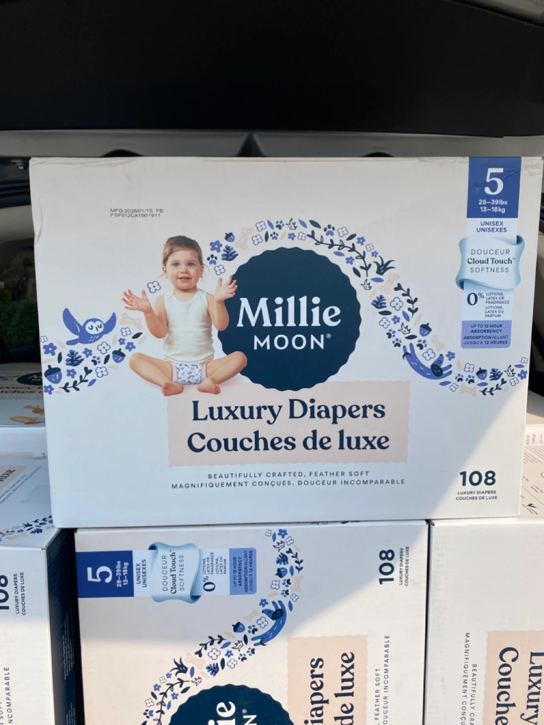 Millie Moon Luxury Diapers Size 5 108 Count