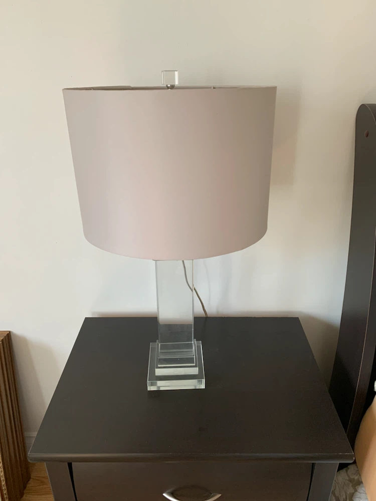 Clear Acrylic Table Lamp with Light Grey Shade - photo 2