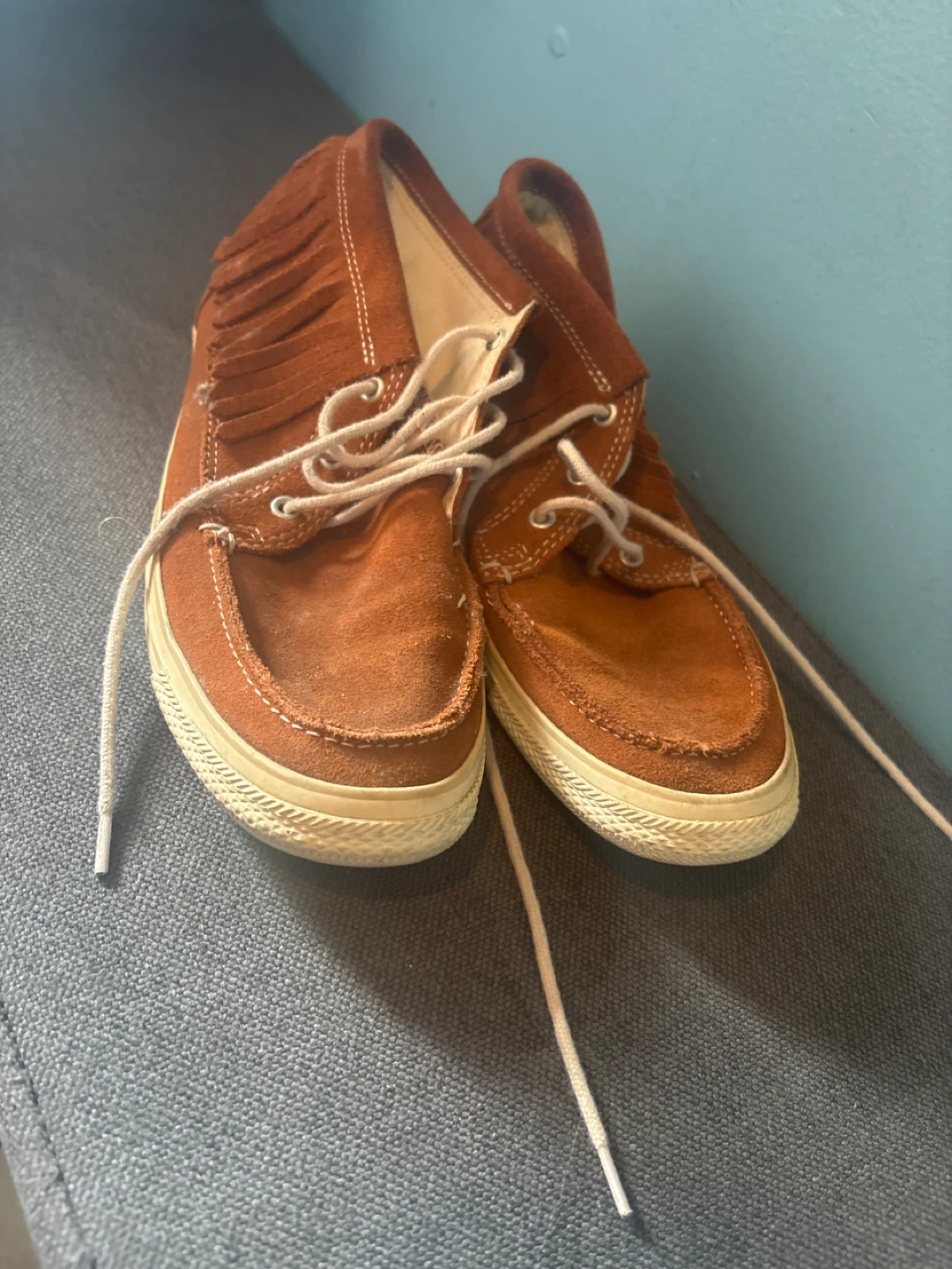 Converse Brown Suede Fringe Moccasins