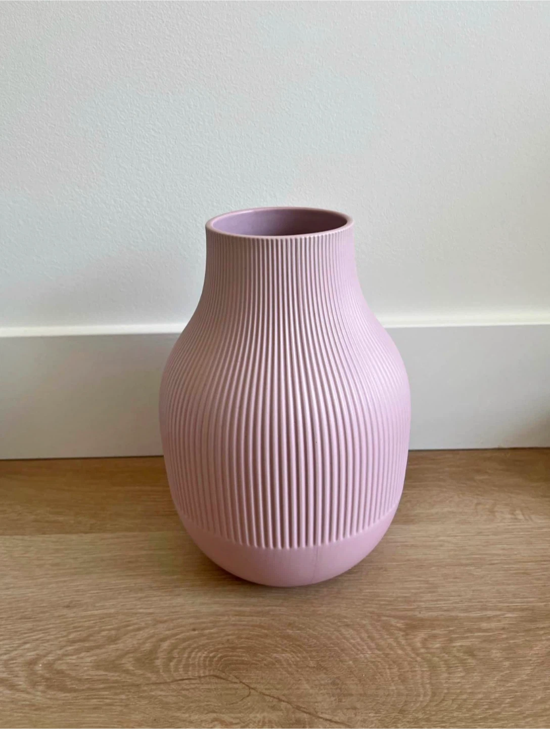 Pink Ribbed Vase