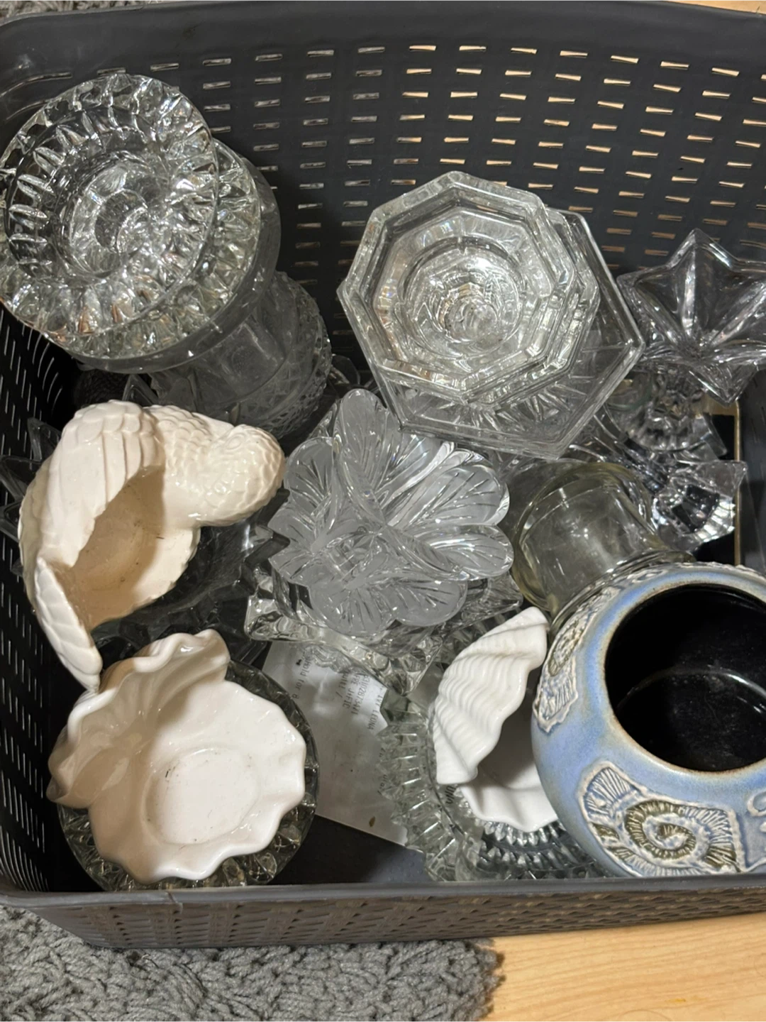 Full box of crystal glass candle holders (offer price )