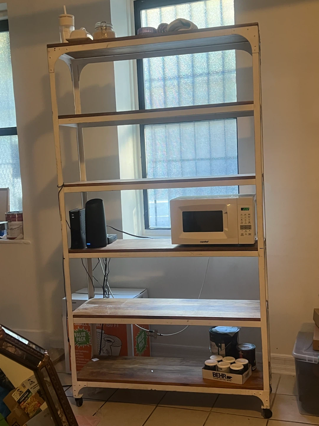 West Elm Metal & Hardwood Shelf On Wheels