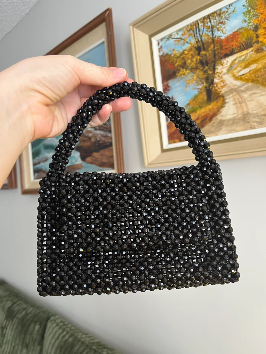 Handmade Black Beaded Handbag
