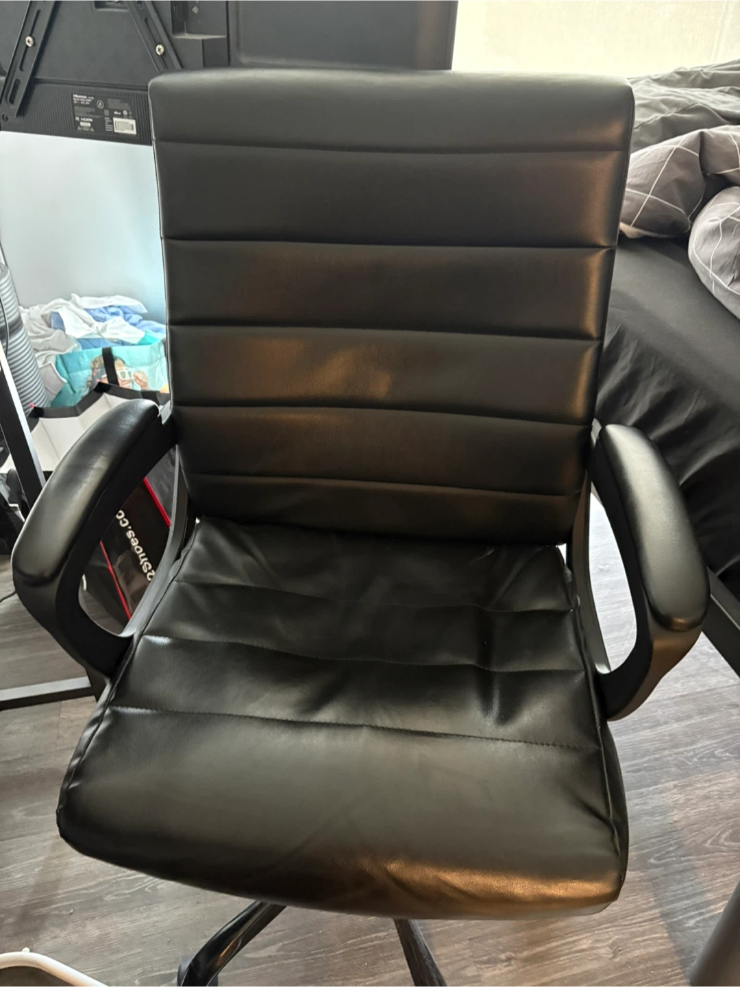 Black Faux Leather Office Chair - photo 2