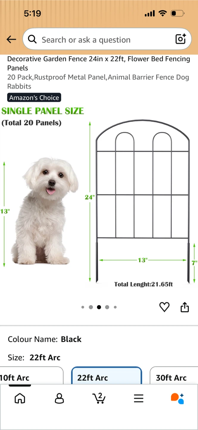New-Decorative Garden Fence Panels - Black - photo 3