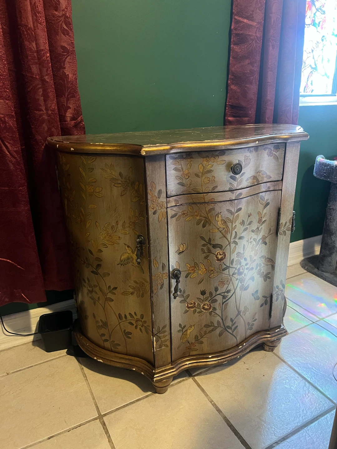 Gold/Bronze Painted Cabinet with Original Fixtures
