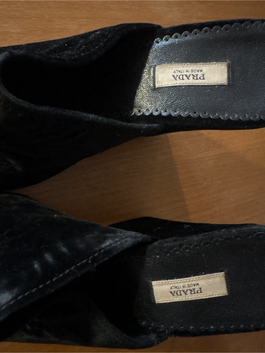Prada Black Velvet Wedge Mules - photo 2
