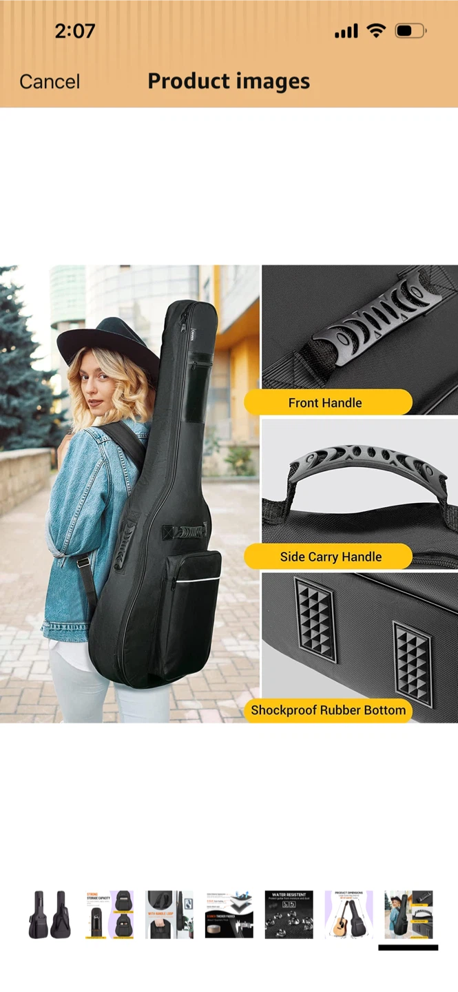 New CAHAYA Black Guitar Gig Bag for 40-42 inch Guitars