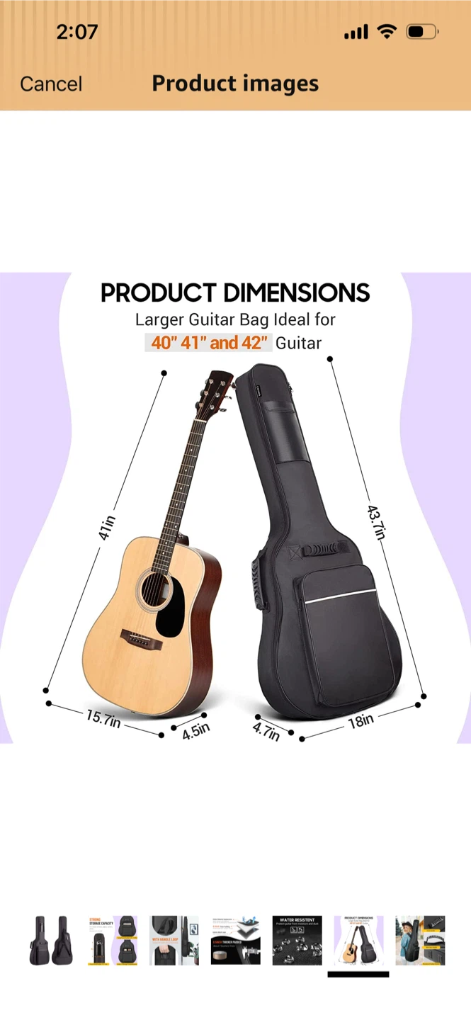 New CAHAYA Black Guitar Gig Bag for 40-42 inch Guitars - photo 2
