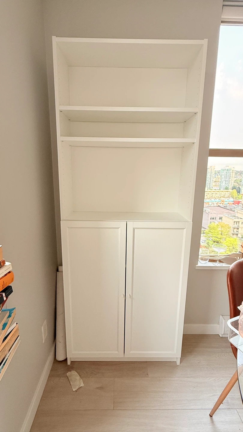 White IKEA Bookshelf with Cabinet