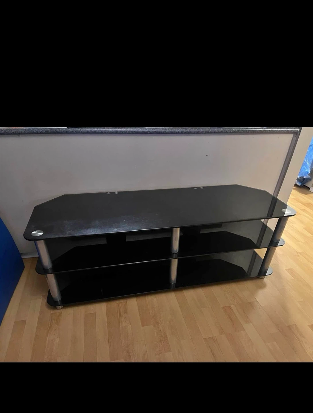 Black 3-Tier Glass Entertainment Unit