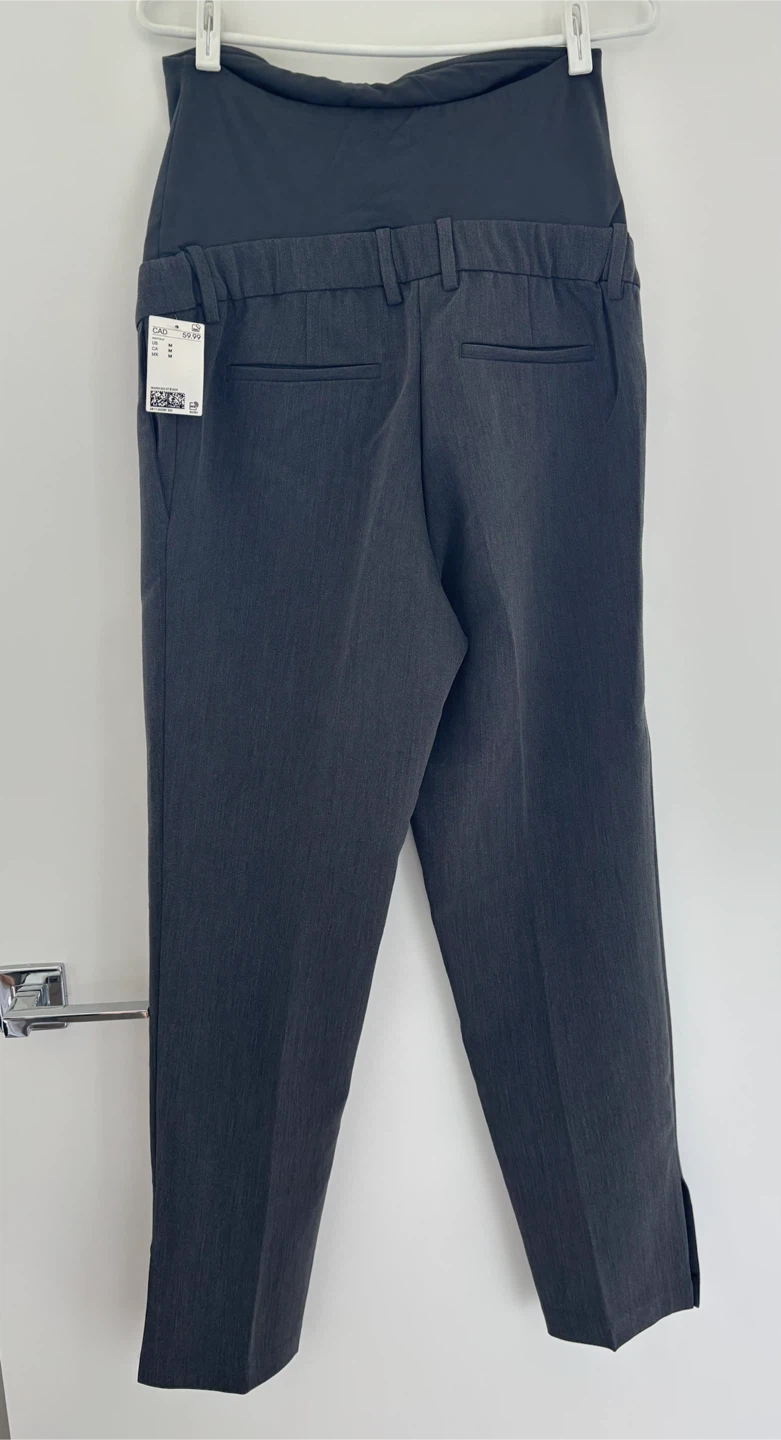 H&M Mama Slit-Hem Pants - Grey, Size M - photo 3