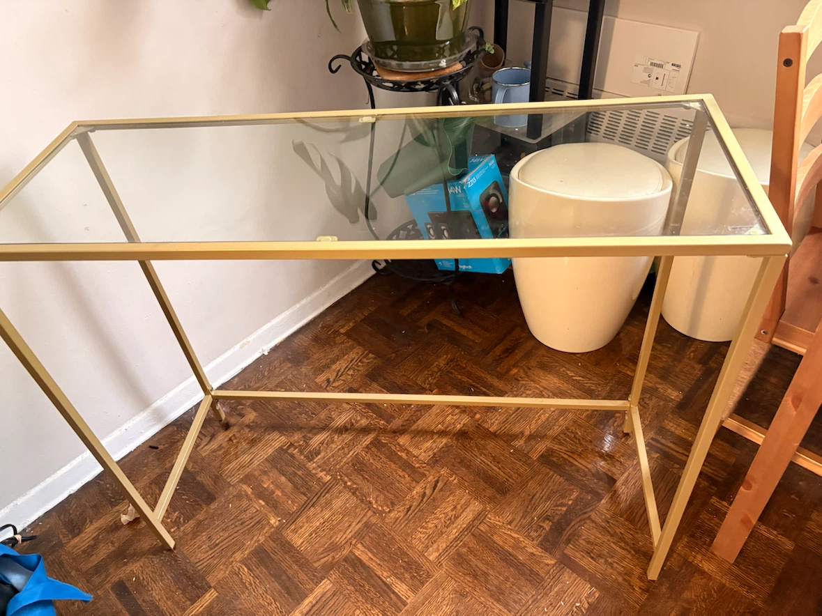 Gold Frame Glass Console Table