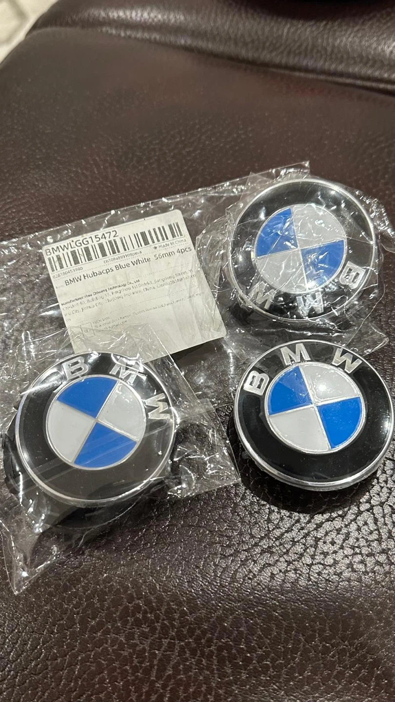 BMW Hubcaps Blue White 56mm 4pcs