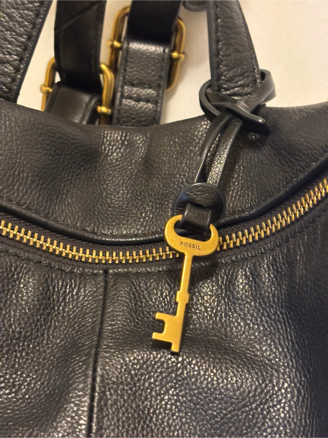Fossil Black Leather Backpack