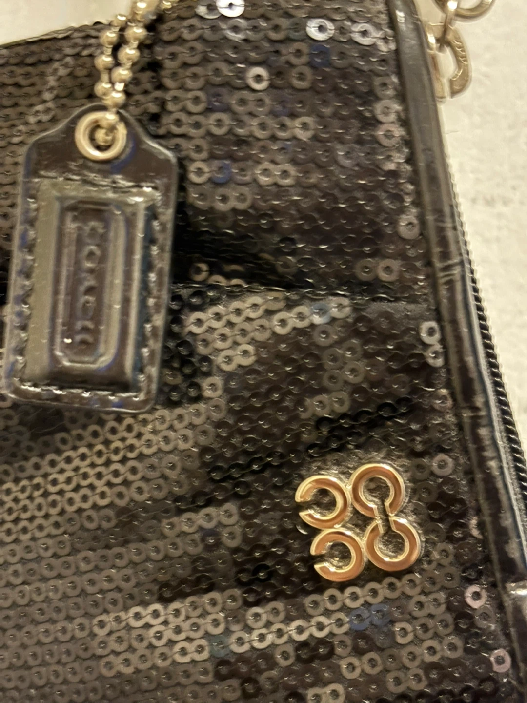 Coach Black Sequin Wristlet