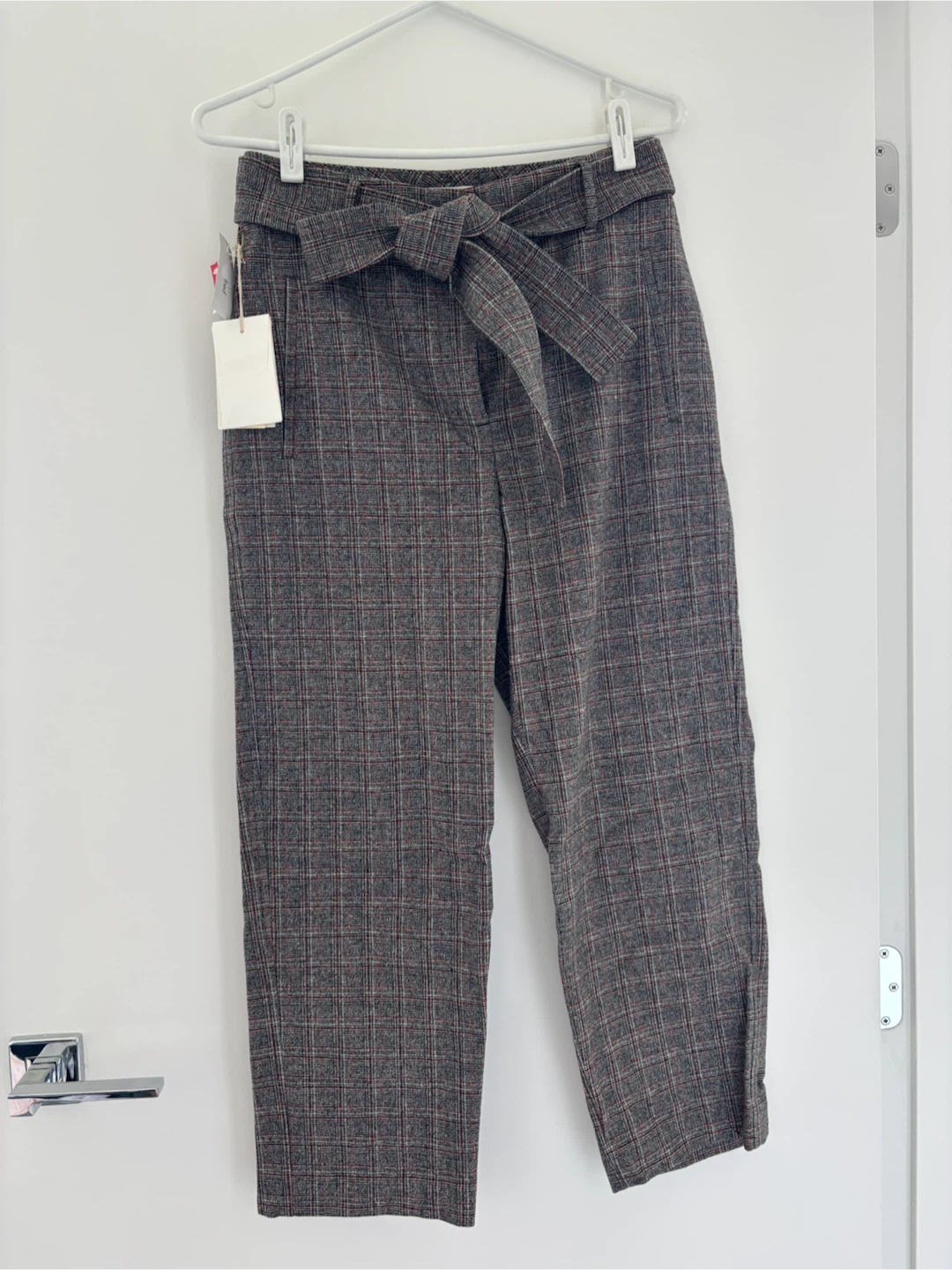 Wilfred Plaid Tie-Front Pants Size 6