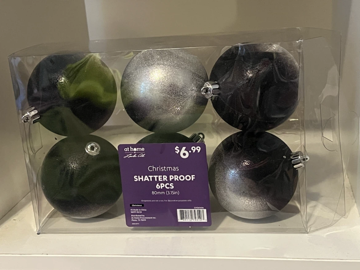 AT HOME Shatter-Proof Plastic Christmas Ornaments