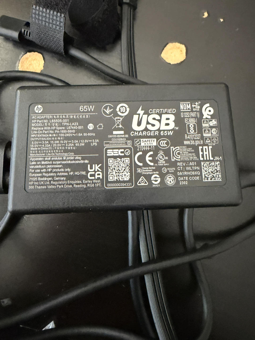 HP 65W USB-C Laptop Charger Adapter