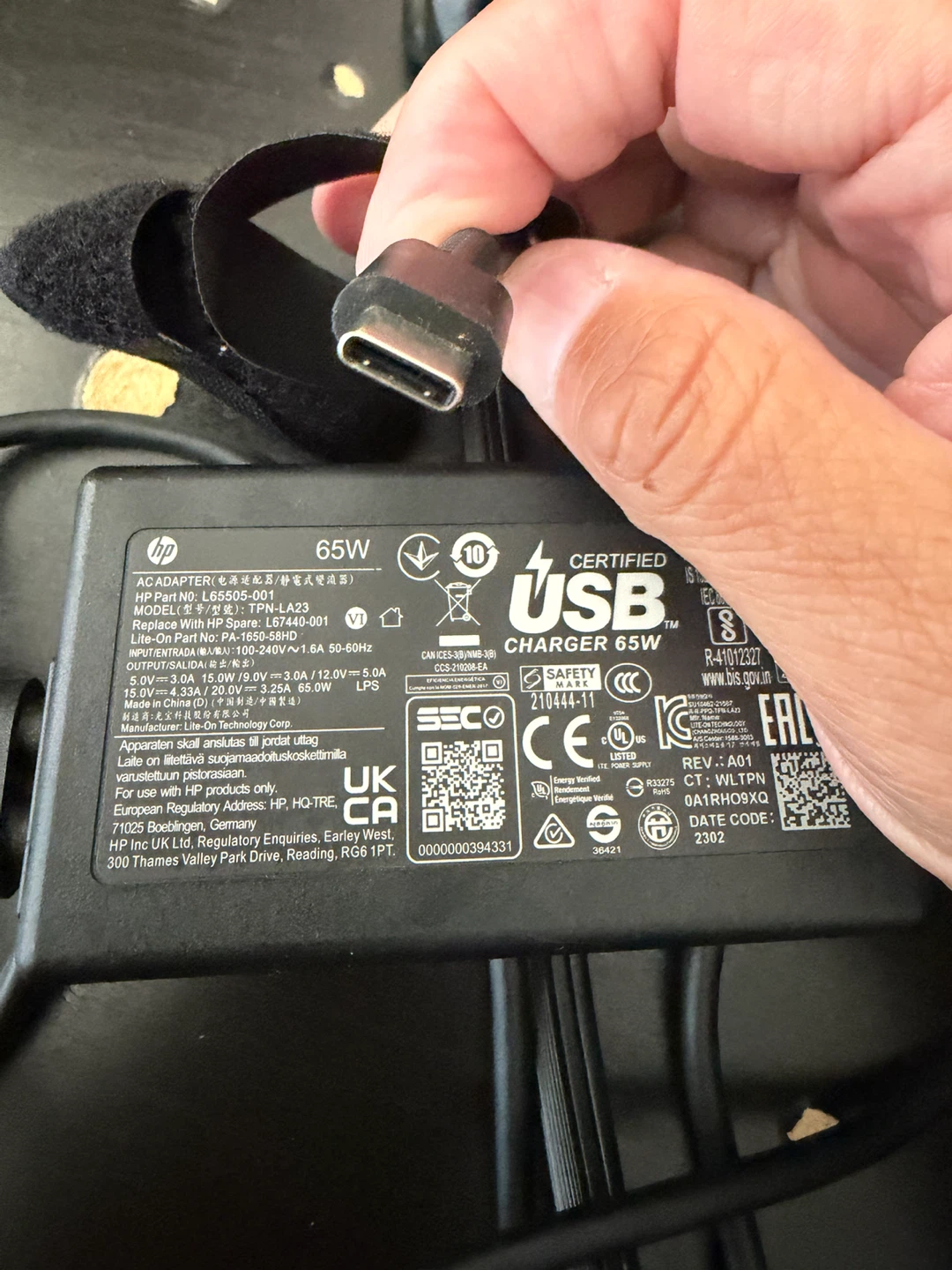 HP 65W USB-C Laptop Charger Adapter - photo 2