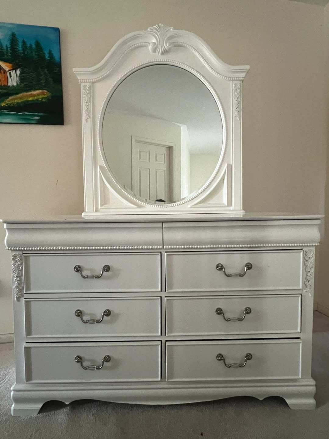 White Dresser with Mirror