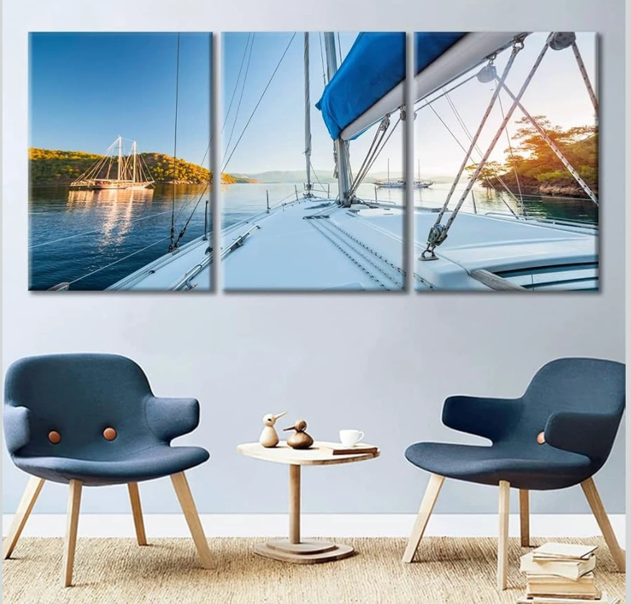 Sailing Boats Wall Art 3pcs, 150x70cm