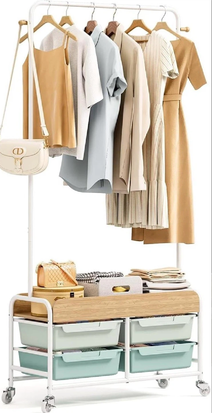 Rolling Garment Rack with 4 Drawers