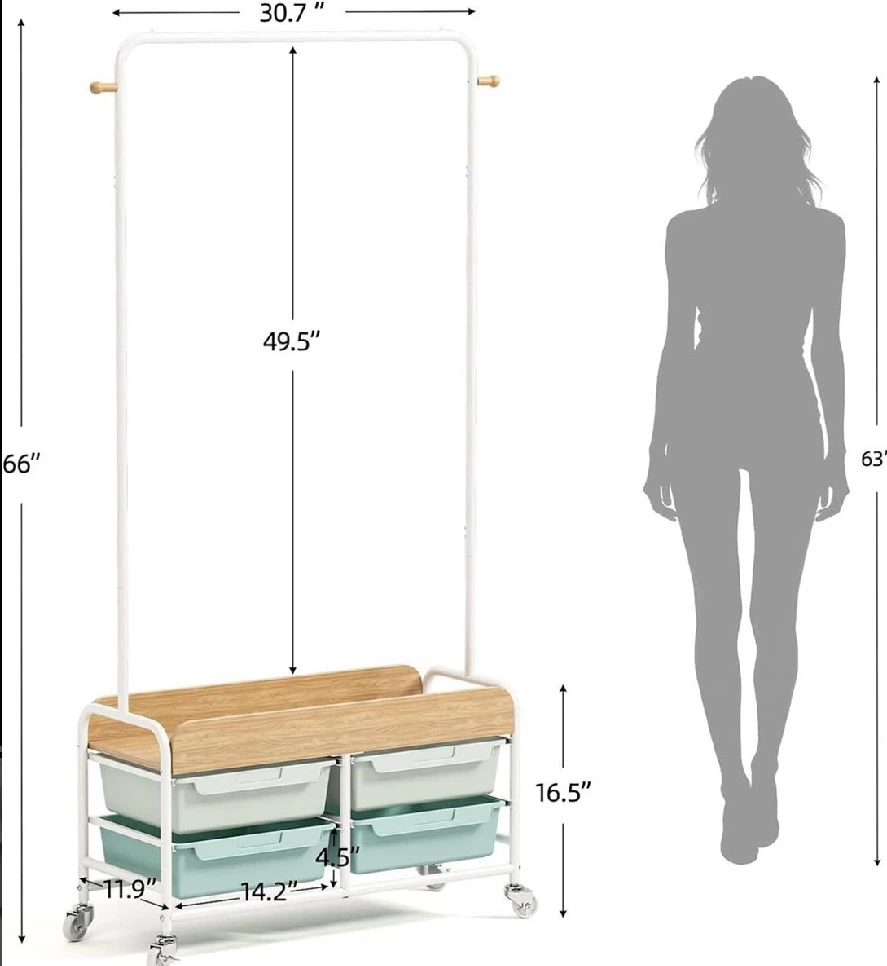 Rolling Garment Rack with 4 Drawers - photo 2