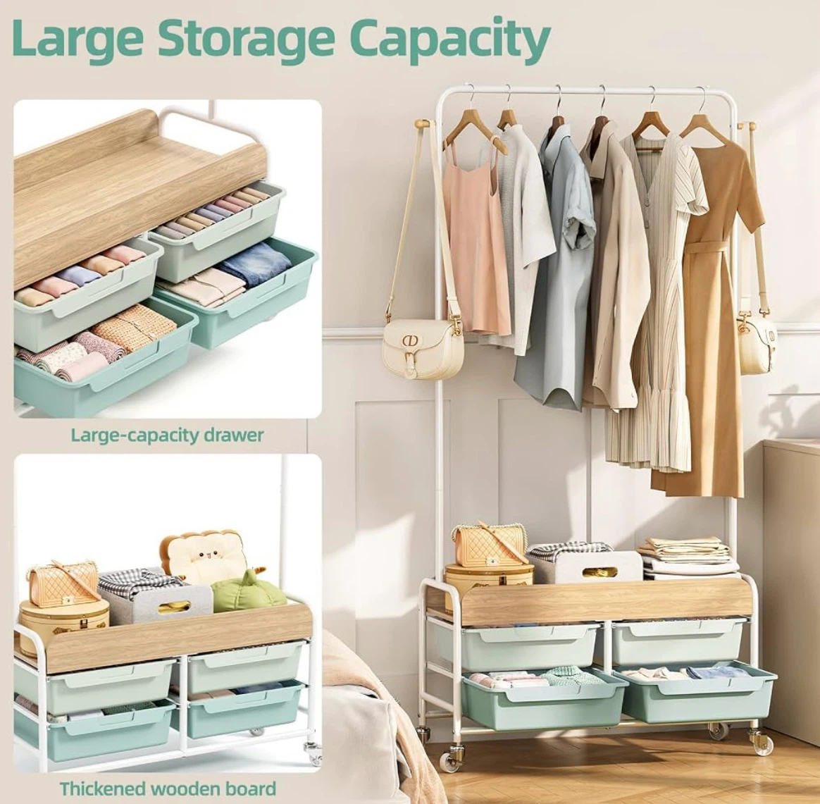 Rolling Garment Rack with 4 Drawers - photo 4